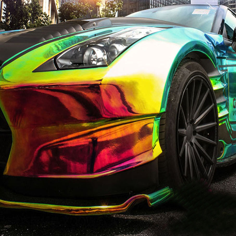 Anole Glossy Iridescent Opal Chrome Black Laser Car Vinyl Wrap