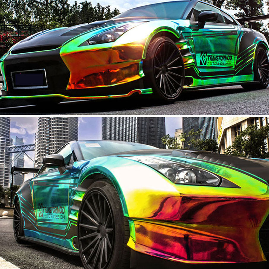 Anole Glossy Iridescent Opal Chrome Black Laser Car Vinyl Wrap