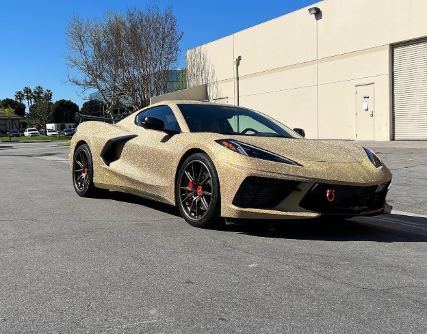 Anole Matte Diamond Super Glitter Gold Car Vinyl Wrap Matte Gold Vinyl for Cars&Trucks