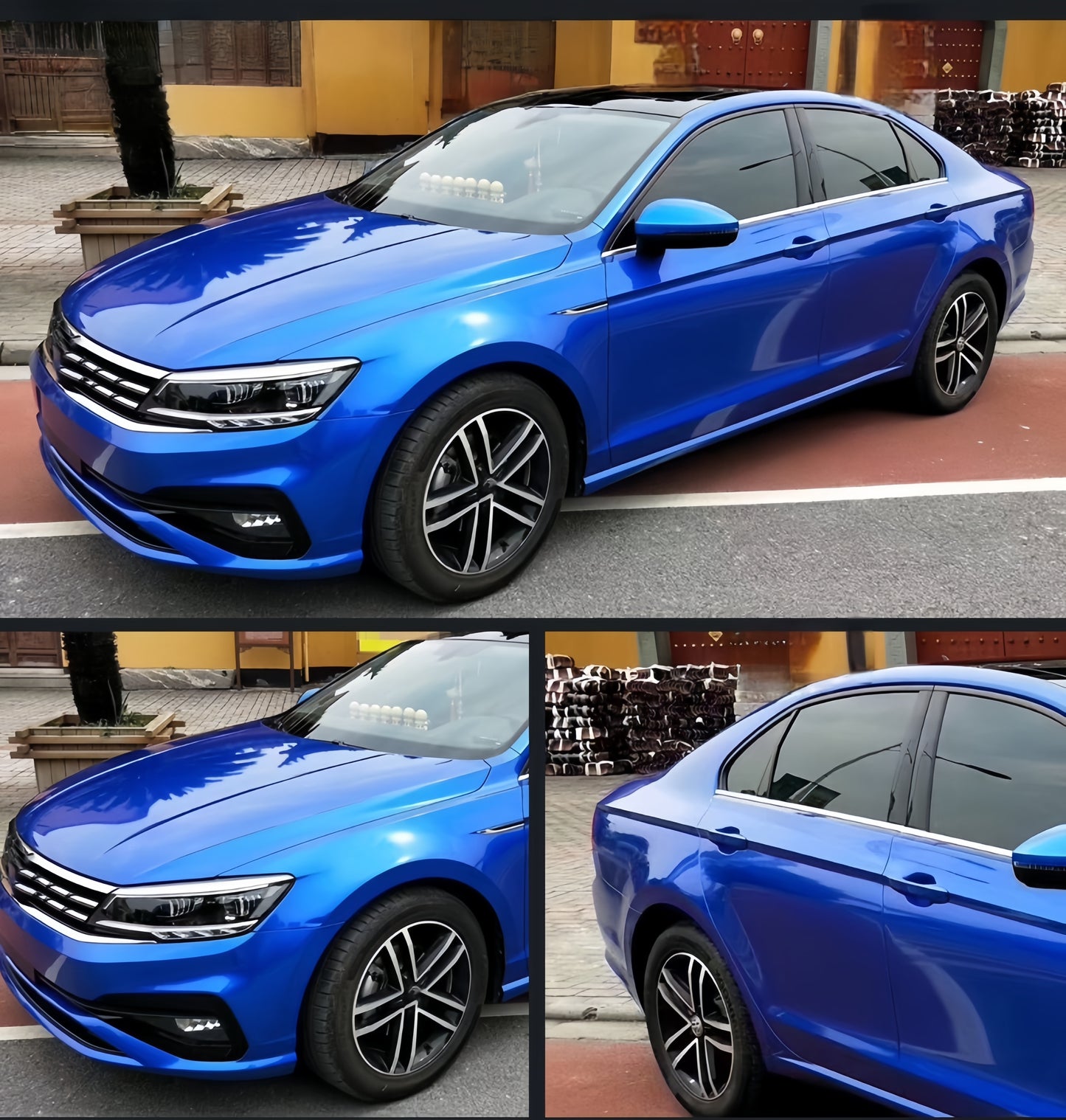 Anole Glossy Metallic Bright Blue Azure Blue Car Vinyl Wrap