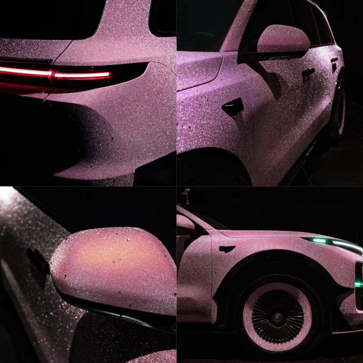 Anole Self-Healing Matte Diamond Super Glitter Pink Car Vinyl Wrap Matte Pink Vinyl for Cars&Trucks