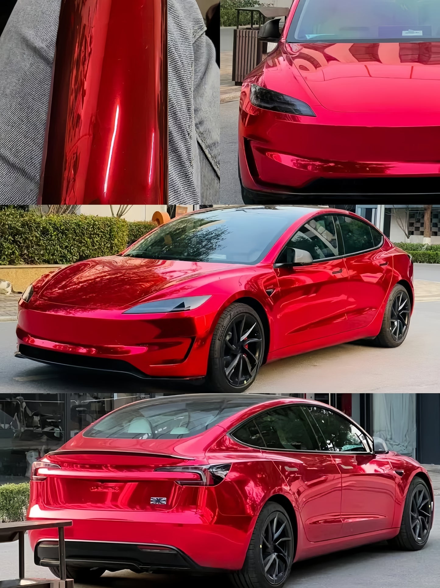 Anole Mirror Chrome Stretching Red Vinyl Car Wrap