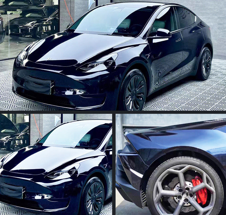 Anole Glossy Metallic Glitter Black Blue Car Vinyl Wrap