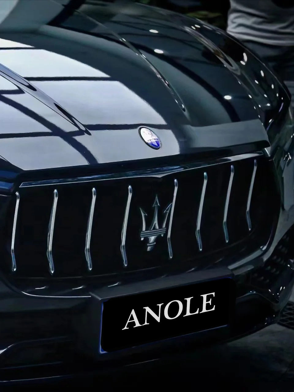 Anole Glossy Metallic Glitter Black Blue Car Vinyl Wrap