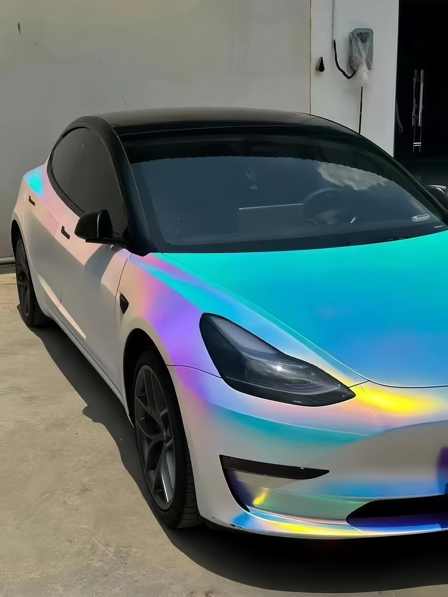 Anole Glossy Iridescent Opal Chrome White Laser Car Vinyl Wrap