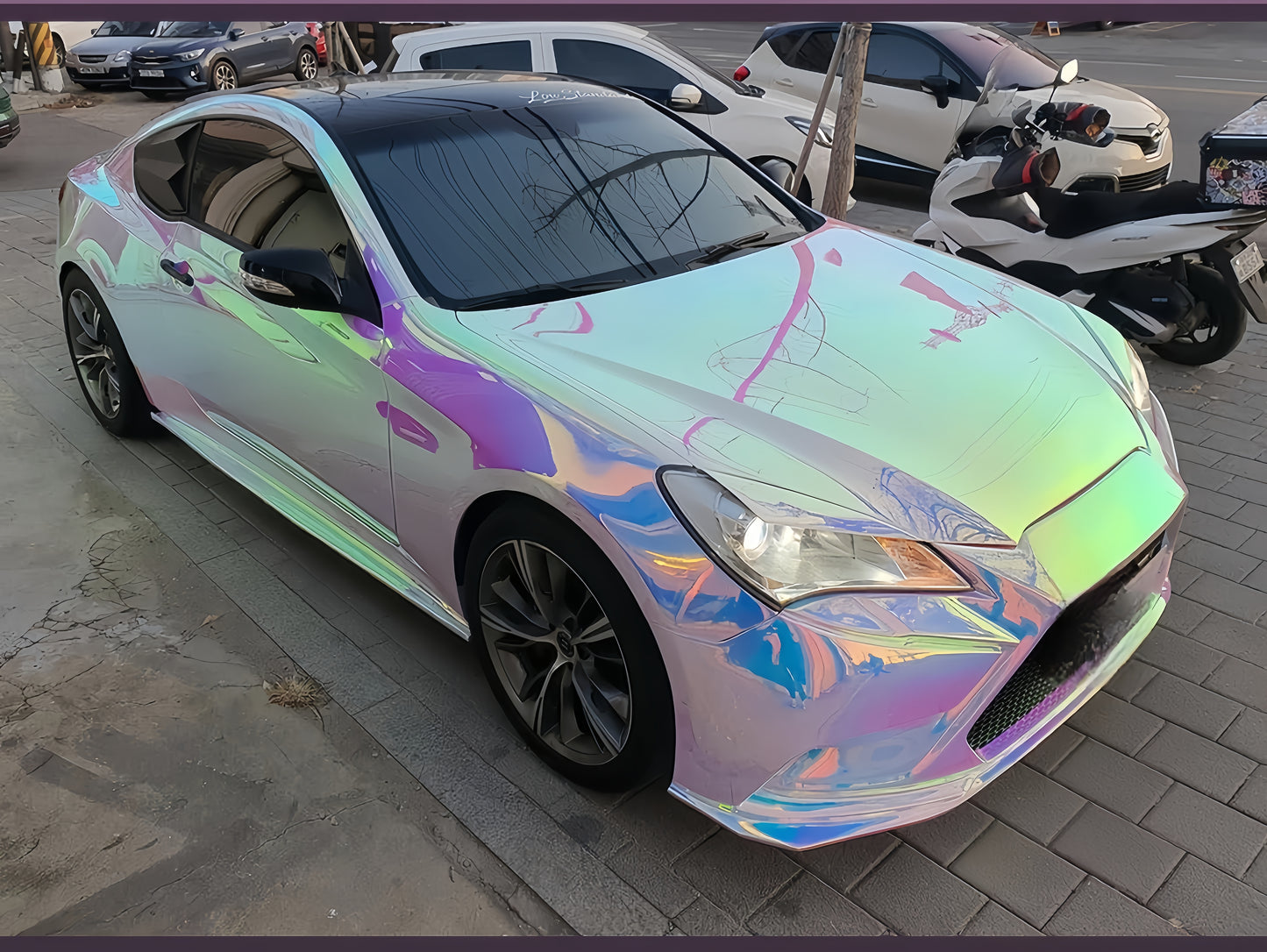 Anole Glossy Iridescent Opal Chrome White Laser Car Vinyl Wrap