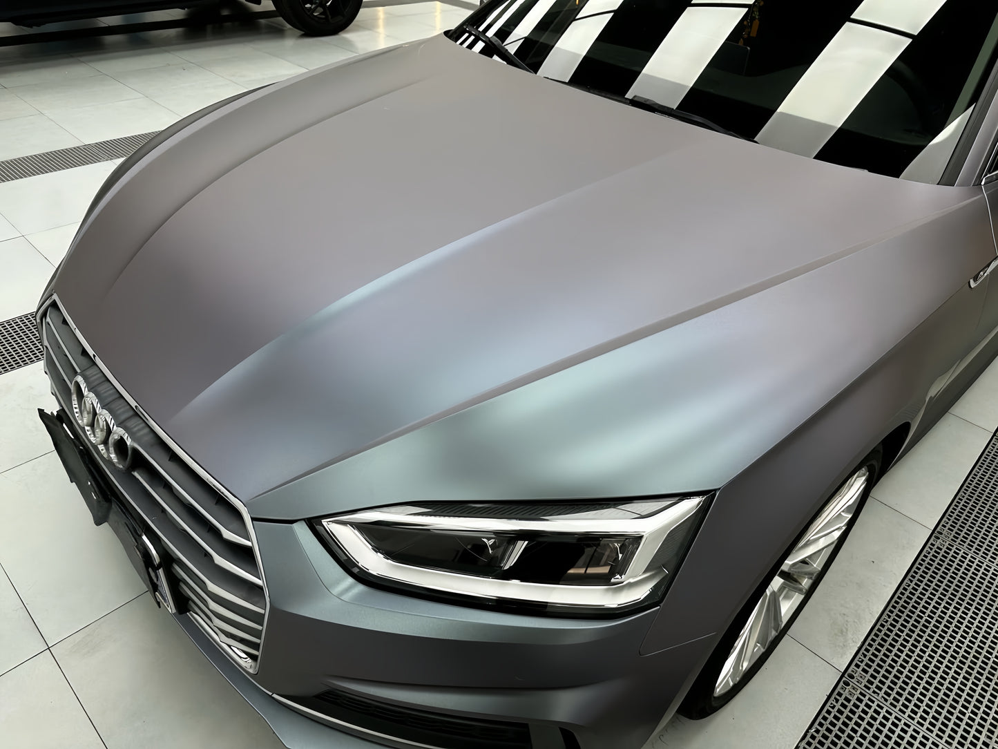 Anole Matte Gunmetal Silver Purple Vinyl Car Wrap