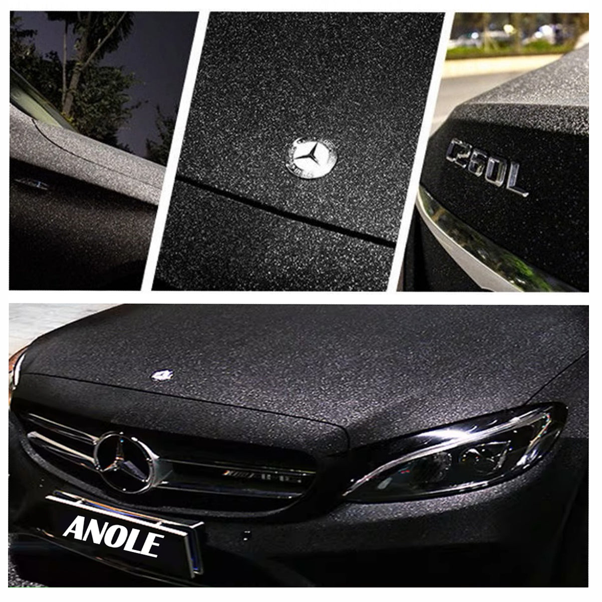 Anole Matte Diamond Super Glitter Black Car Wrap Matte Black Vinyl for Cars&Trucks