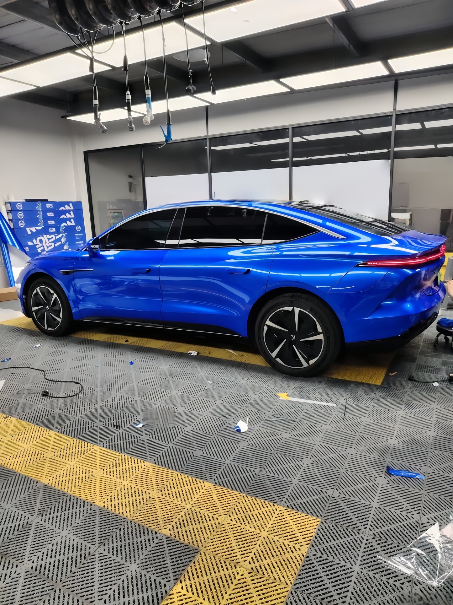 Anole Glossy Metallic Bright Blue Azure Blue Car Vinyl Wrap