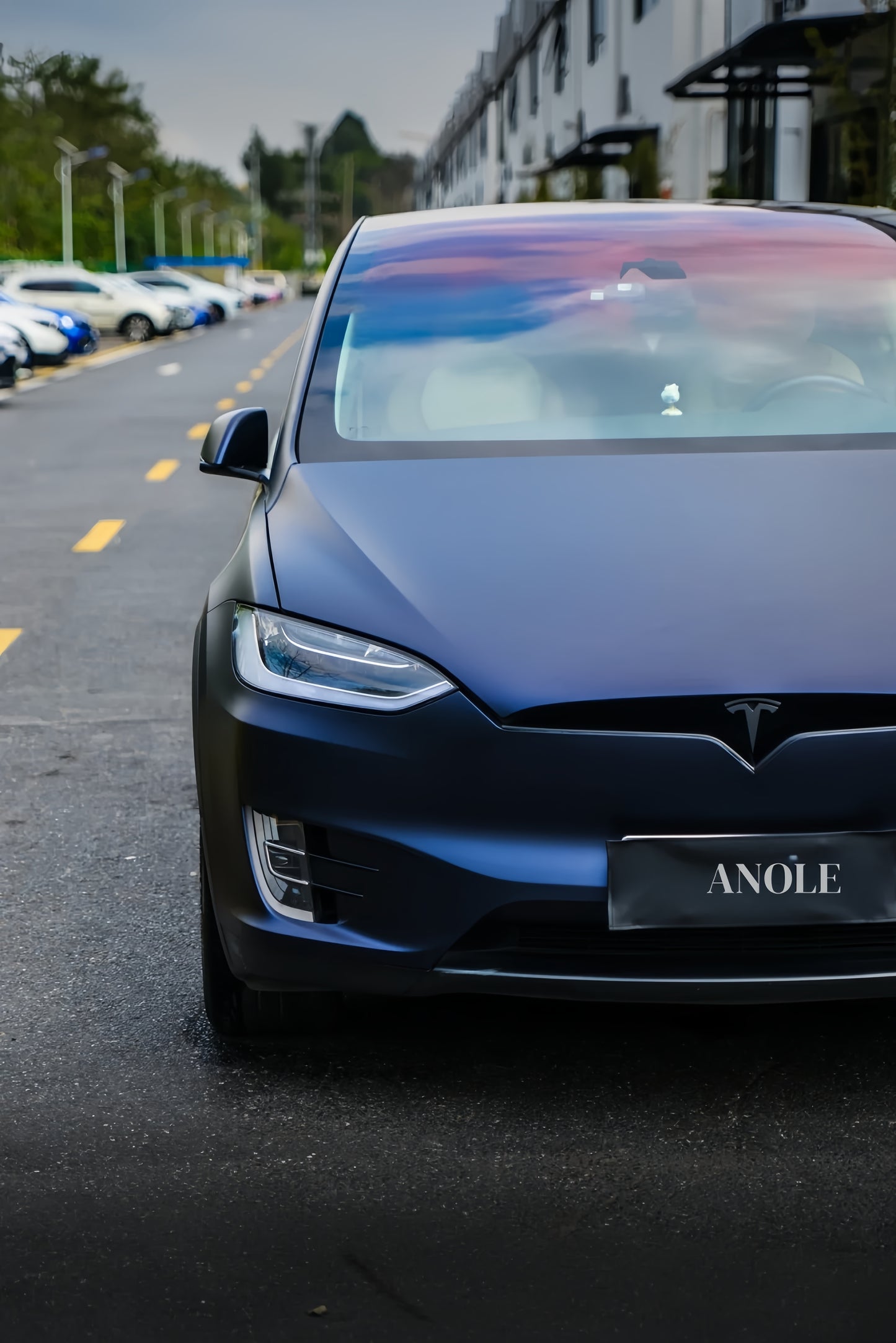 Anole Matte Metallic Black Blue Vinyl Car Wrap