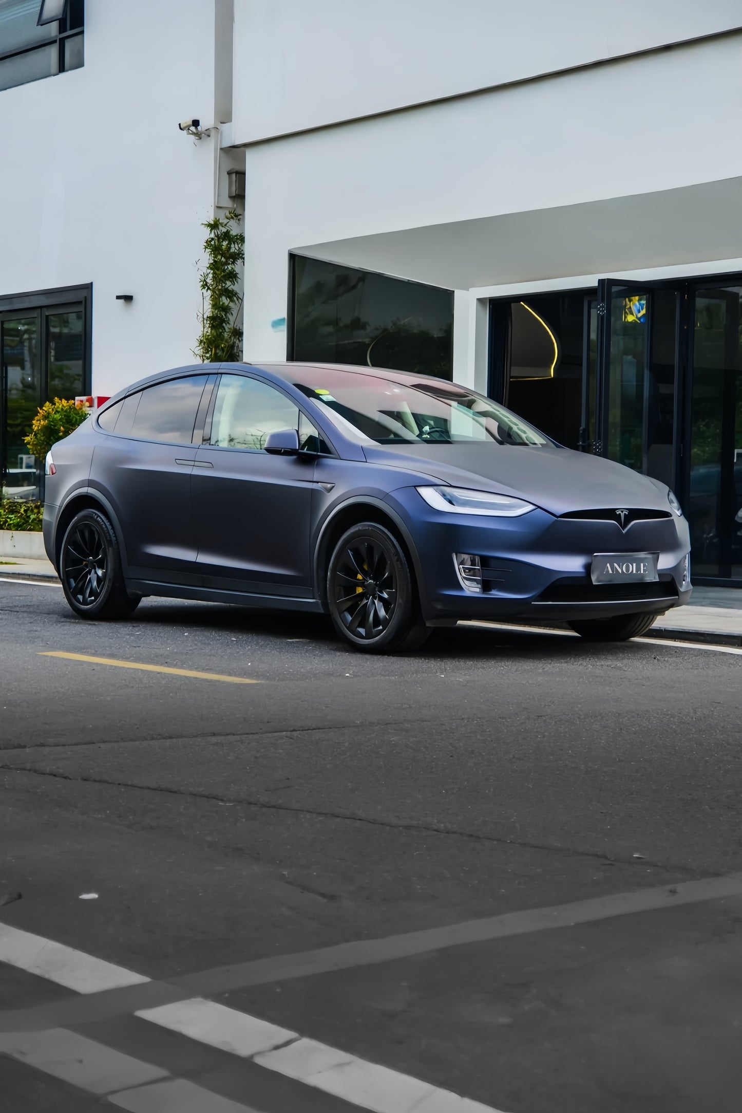 Anole Matte Metallic Black Blue Vinyl Car Wrap