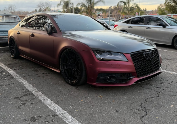 Anole Satin Chrome Chocolate Cosmos Red Vinyl Car Wrap