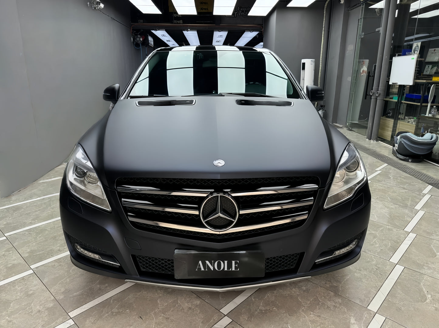 Anole Matte Metallic Black Blue Vinyl Car Wrap