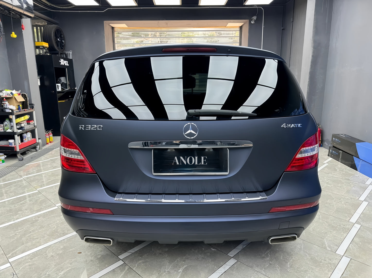 Anole Matte Metallic Black Blue Vinyl Car Wrap