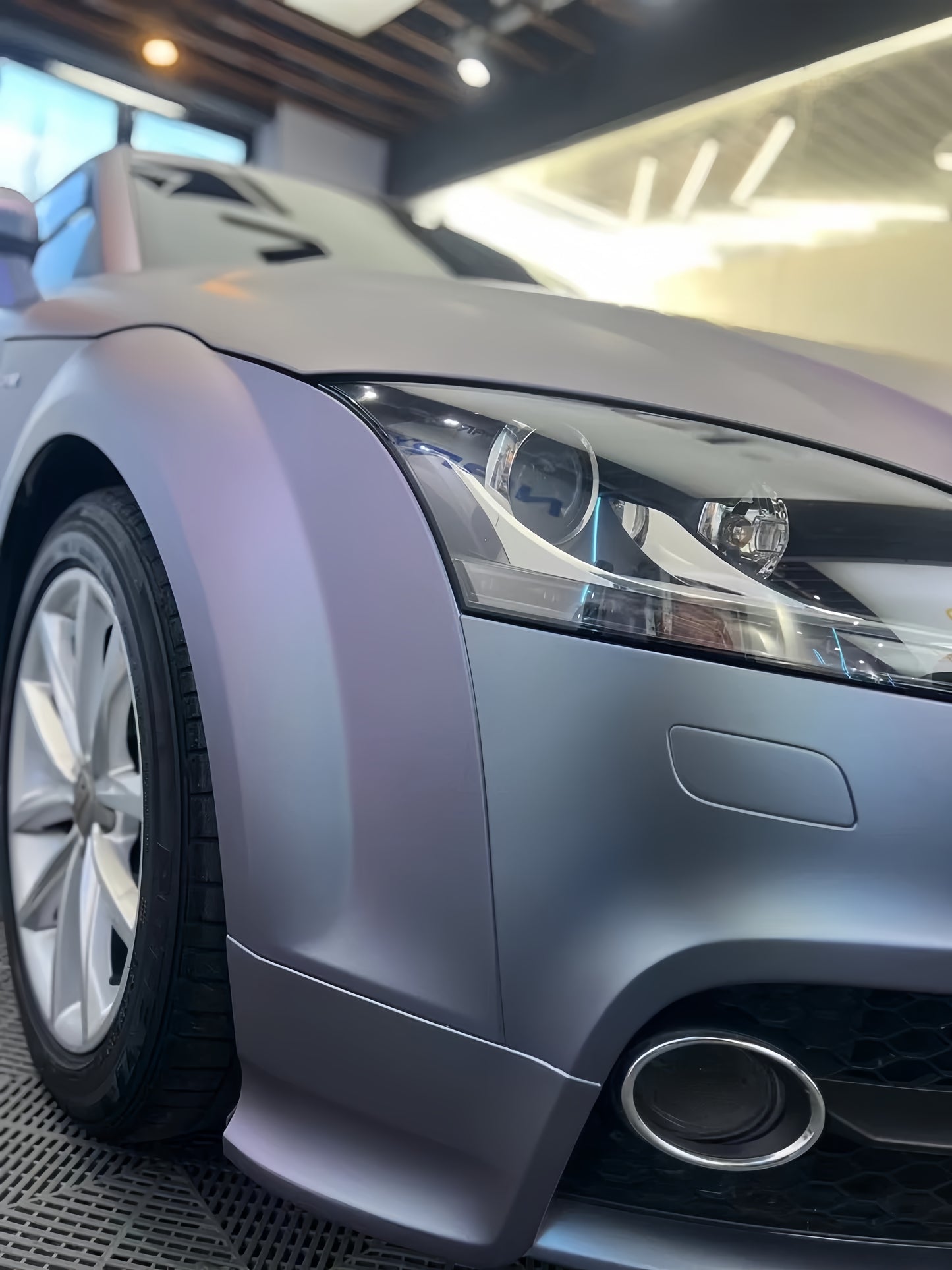 Anole Matte Gunmetal Silver Purple Vinyl Car Wrap