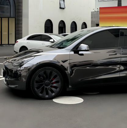 Anole Mirror Chrome Stretching Gray Car Wrap