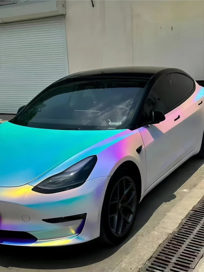 Anole Glossy Iridescent Opal Chrome White  Laser Car Vinyl Wrap