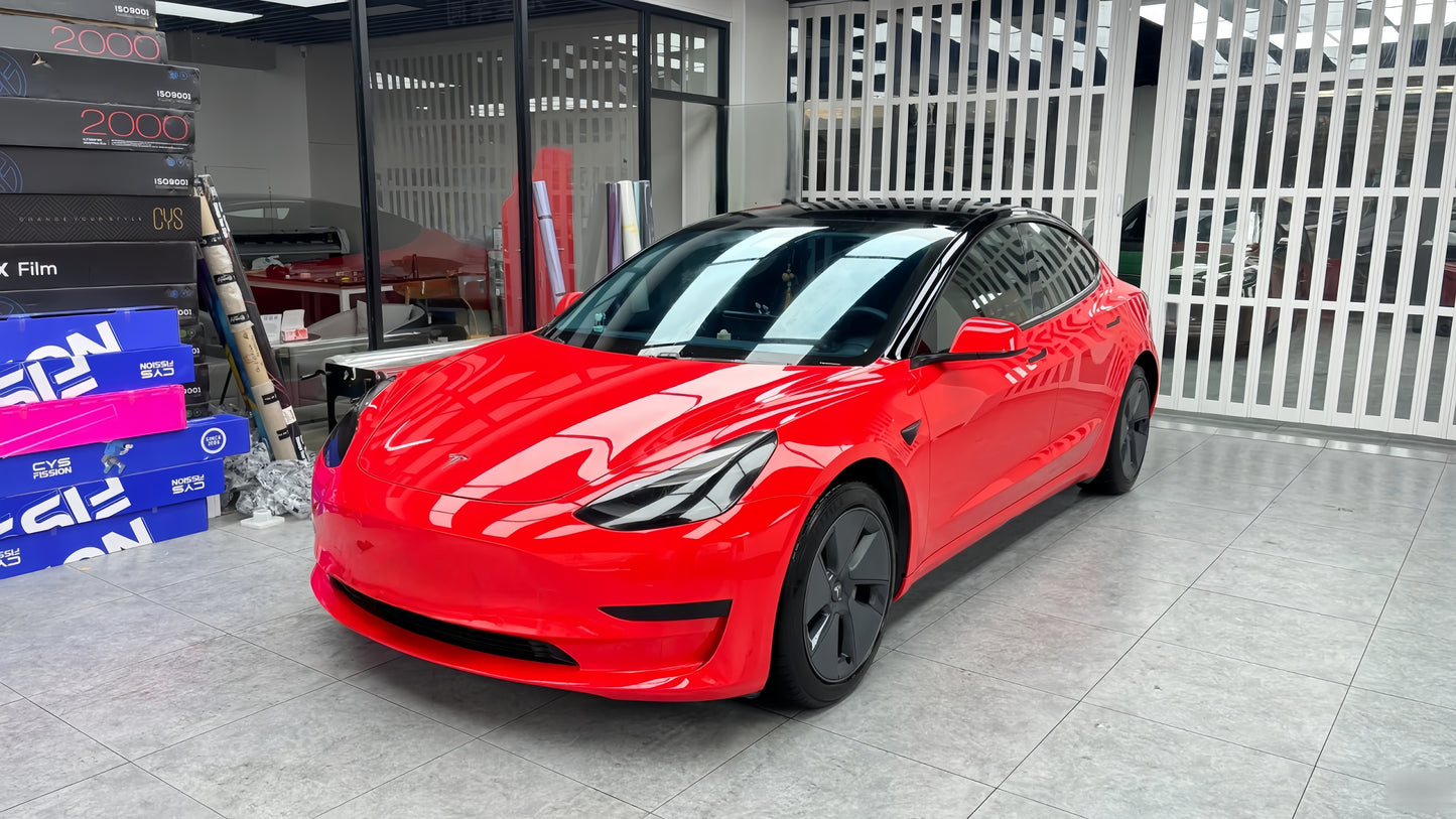 Anole High Glossy Ferrari Red Vinyl Car Wrap
