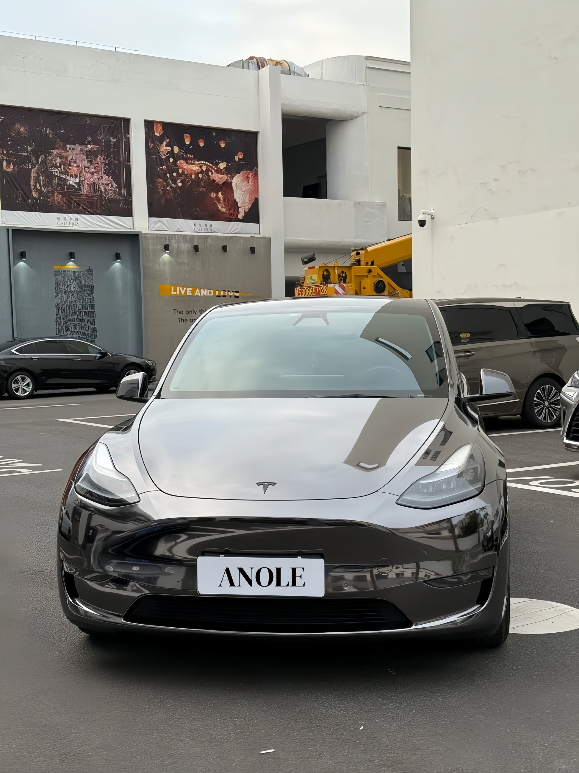 Anole Mirror Chrome Stretching Gray Car Wrap