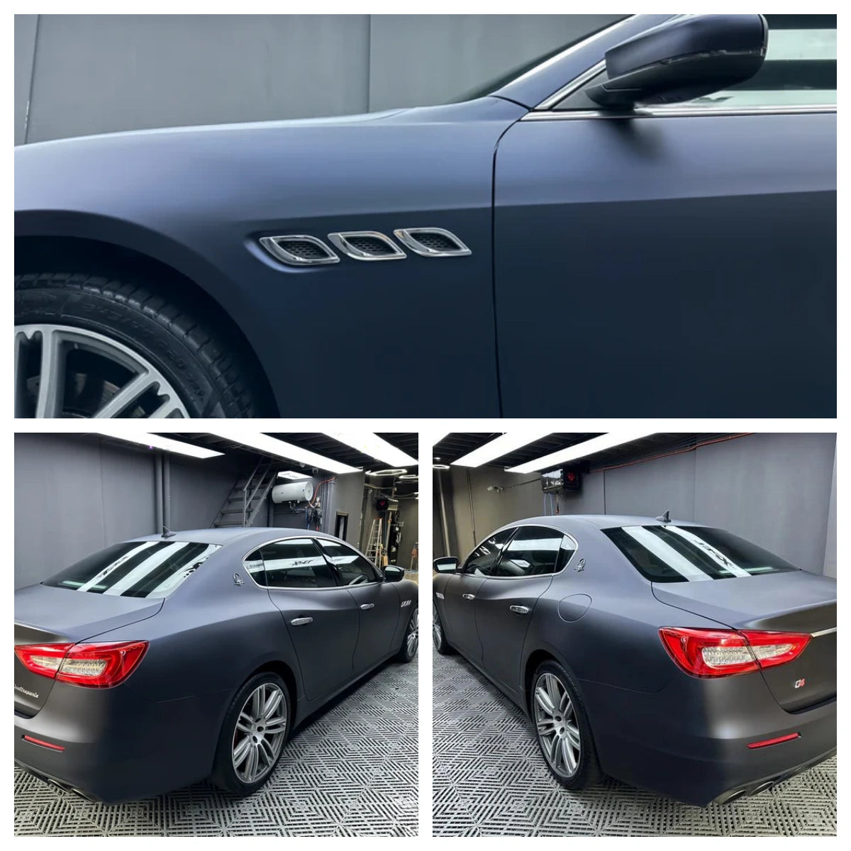 Anole Matte Metallic Black Blue Vinyl Car Wrap