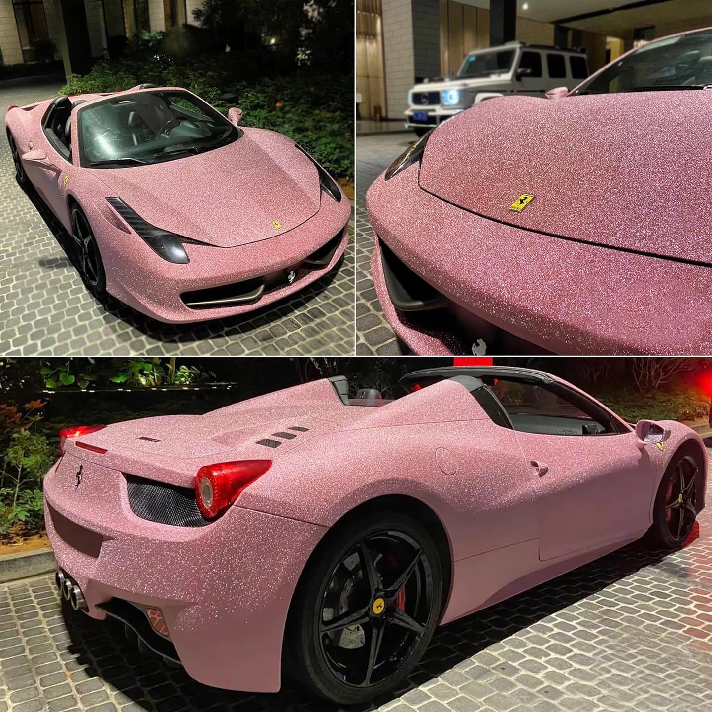 Anole Self-Healing Matte Diamond Super Glitter Pink Car Vinyl Wrap Matte Pink Vinyl for Cars&Trucks