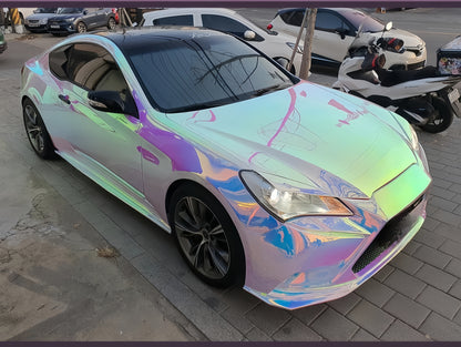 Anole Glossy Iridescent Opal Chrome White  Laser Car Vinyl Wrap