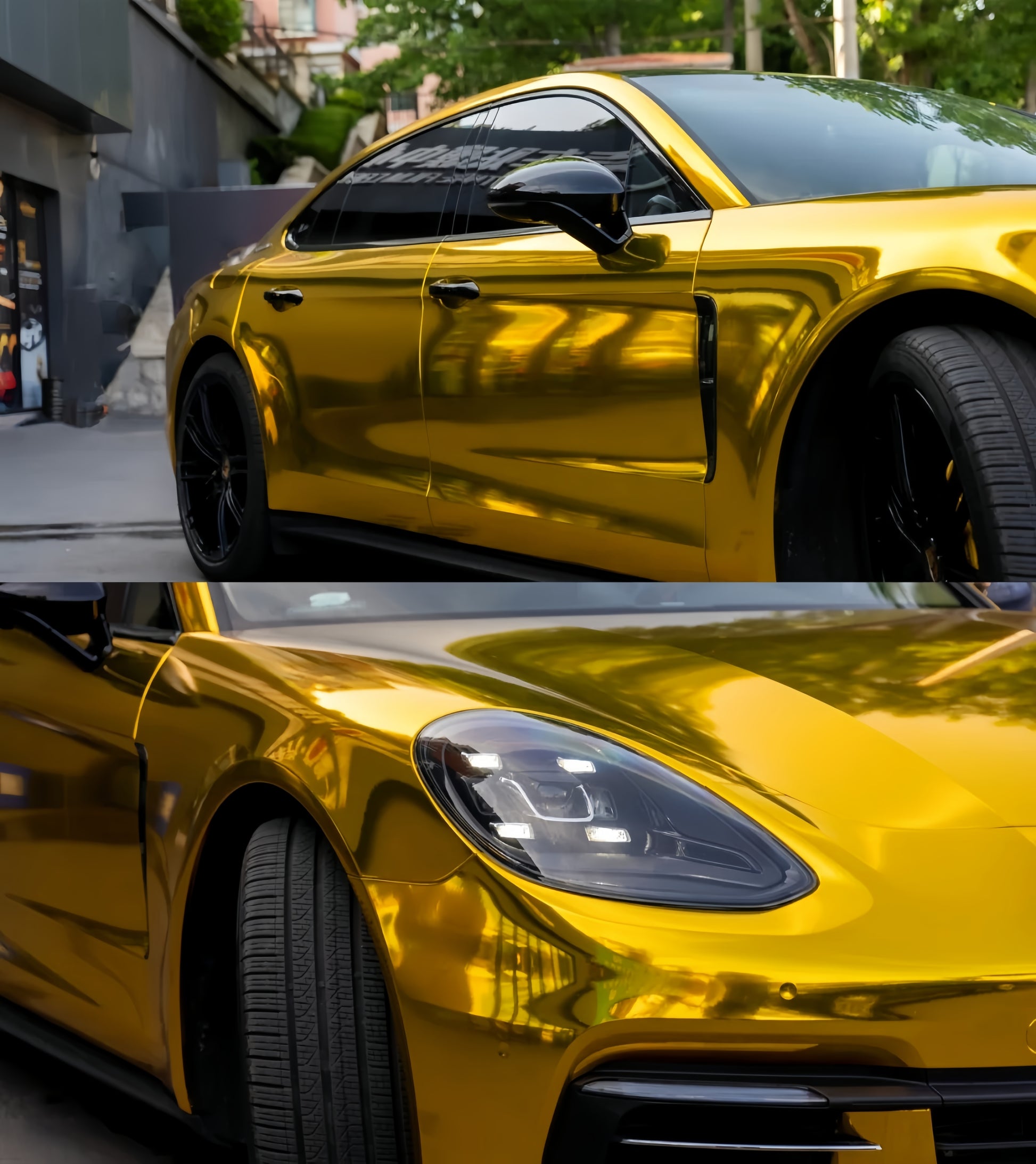 Anole Mirror Chrome Stretching Gold Vinyl Car Wrap 8