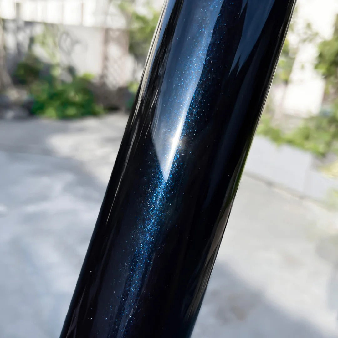 Anole Glossy Metallic Glitter Black Blue Car Vinyl Wrap