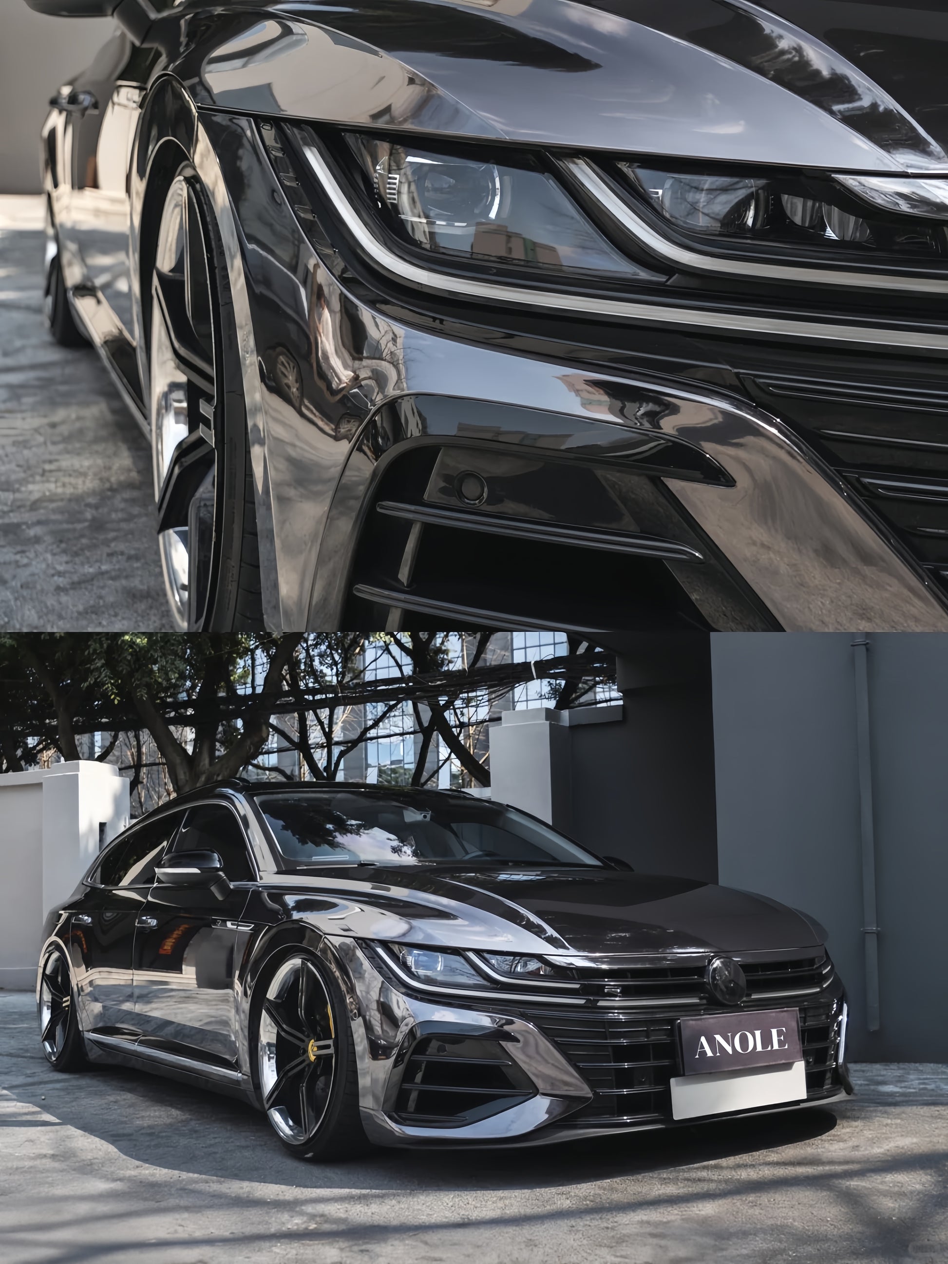 Anole Mirror Chrome Stretching Gray Car Wrap