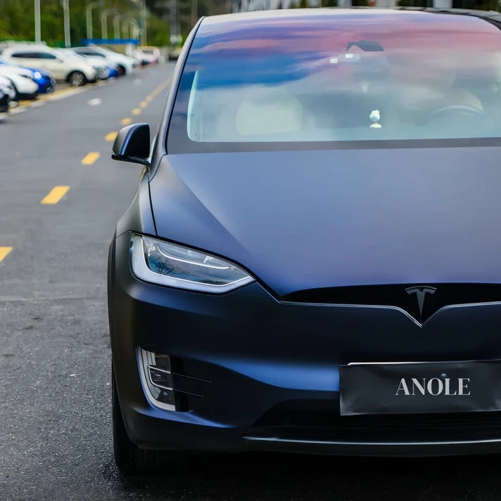 Anole Matte Metallic Black Blue Vinyl Car Wrap