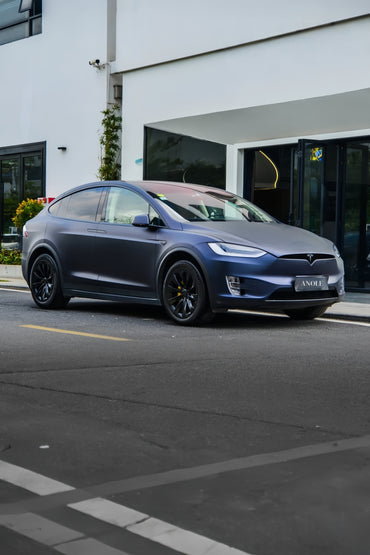 Anole Matte Metallic Black Blue Vinyl Car Wrap
