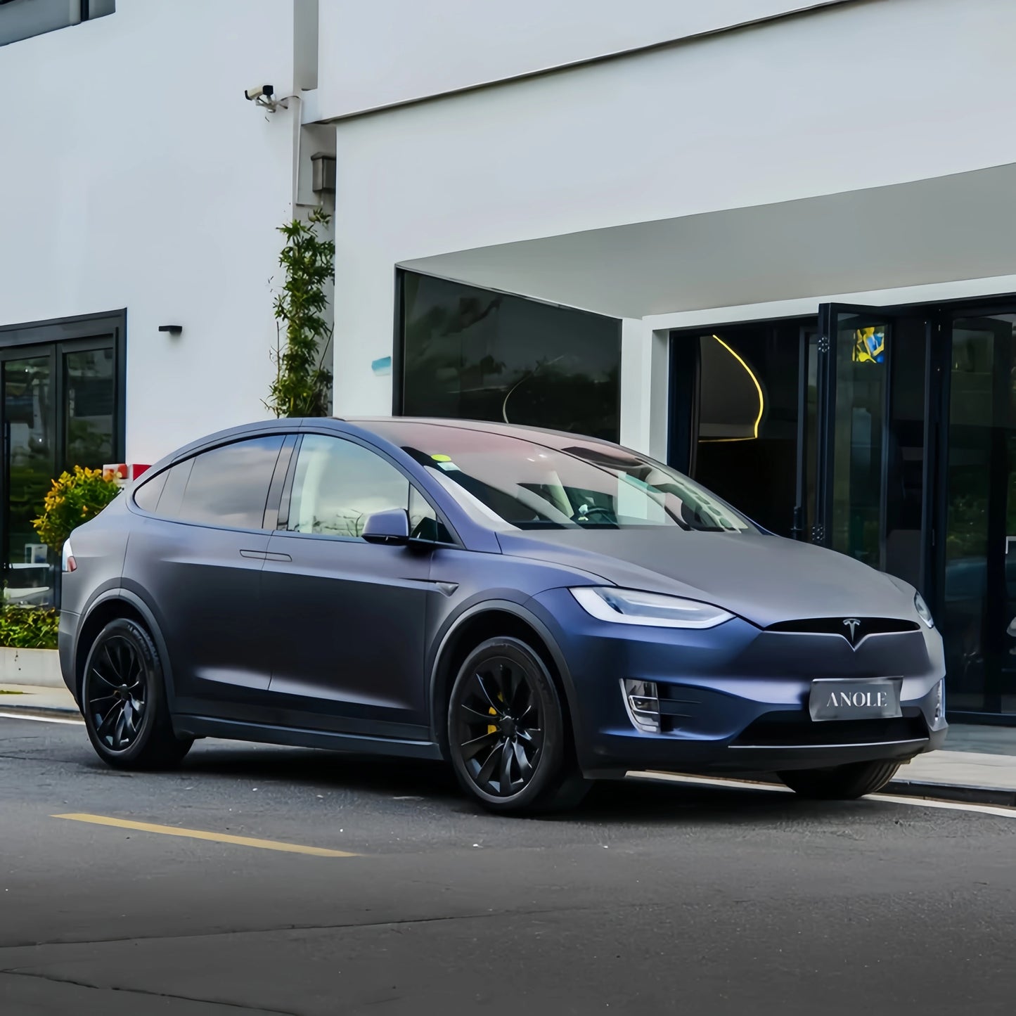 Anole Matte Metallic Black Blue Vinyl Car Wrap