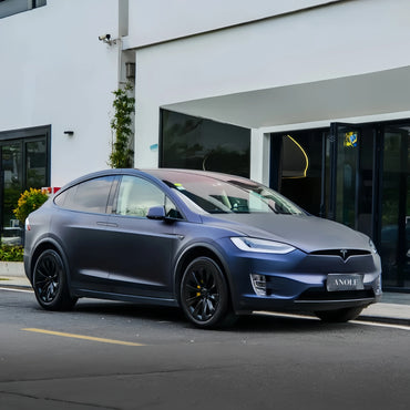 Anole Matte Metallic Black Blue Vinyl Car Wrap