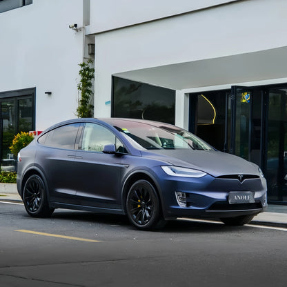 Anole Matte Metallic Black Blue Vinyl Car Wrap