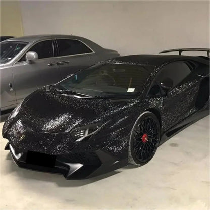 Anole Self-Healing Matte Diamond Super Glitter Black Car Wrap Matte Black Vinyl for Cars&Trucks