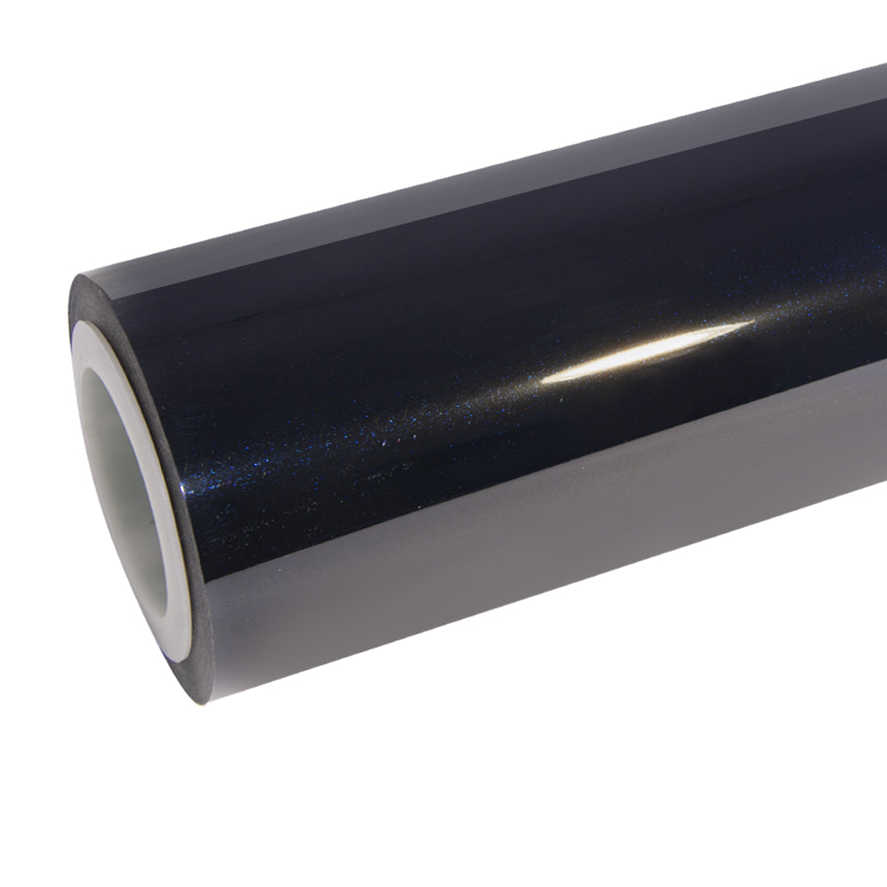 Anole Glossy Metallic Glitter Black Blue Car Vinyl Wrap